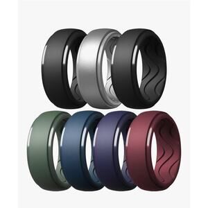 Egnaro Men's Silicone Rings 10mm Wide 2.5mm Thick, Rubber Wedding Bands Sz 6.5-7